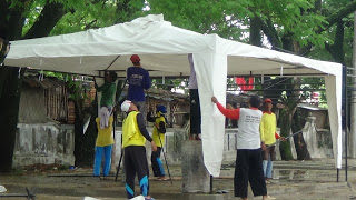 Rekanan Kembali Benahi Tenda di Lokasi PKL yang Roboh