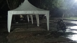 Lantai Tenda Pedagang di Pusat Kuliner Pati Ditinggikan