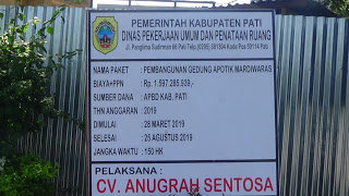 Papan Proyek Akhirnya Dipasang Rekanan di Luar Pagar Lokasi Pekerjaan