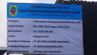 Papan Proyek Pembangunan Kantor Bappeda Sudah Dipasang