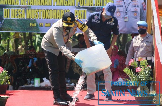 Guna Perkuat Usaha Ketahanan Pangan, Polres Pati Tebar Bibit Lele