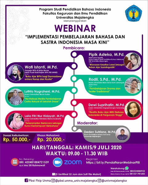 Webinar, Implementasi Pembelajaran Bahasa dan Sastra Indonesia Masa Kini