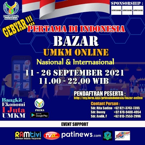 PMKM Prima Indonesia Adakan Gebyar Bazar UMKM Online Nasional dan Internasional