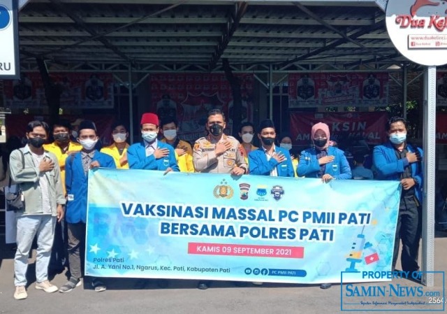 Animo Tinggi, Gerai Vaksinasi Covid-19 Massal PC PMII dan Polres Pati Diserbu Warga