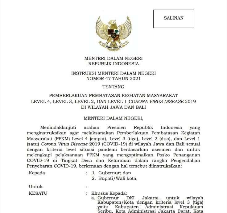 Tahap Berikutnya; PPKM di Pati Kembali ke Level 3