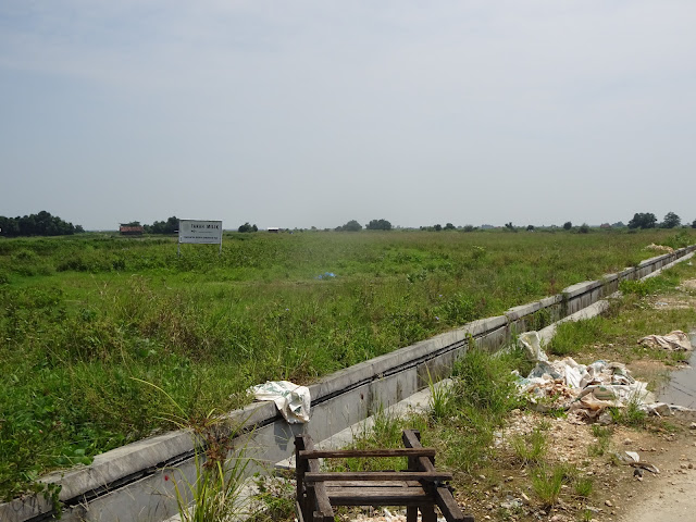 Hamparan lahan milik Pemkab Pati yang menjadi calon lokasi pembuangan/penempatan tanah galian untuk pengerukan kolam tambat kapal di kawasan Pulau Seprapat Juwana.(Foto:SN/aed)
