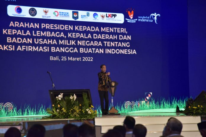 Presiden Joko Widodo dalam acara Aksi Afirmasi Bangga Buatan Indonesia (dok. Setkab) Presiden Joko Widodo dalam acara Aksi Afirmasi Bangga Buatan Indonesia (dok. Setkab)