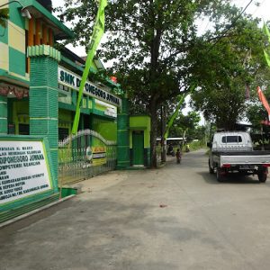 Akses ruas jalan poros Desa Bumirejo, Kecamatan Juwana depan SMK Diponegoro ke timur sampai di ruas jalan Juwana-Jakenan, atau ke Desa Pekuwon, kecamatan setempat.(Foto:SN/aed)