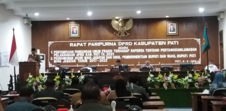Delapan Fraksi DPRD Pati Setujui Pelaksanaan APBD Kabupaten Pati Tahun 2021