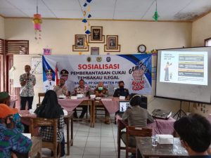 Sosialisasi Pemberantasan Cukai Tembakau Ilegal di Desa Tondomulyo, Kecamatan Jakenan, Kamis (23/6/2022)