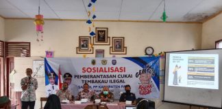 Sosialisasi Pemberantasan Cukai Tembakau Ilegal di Desa Tondomulyo, Kecamatan Jakenan, Kamis (23/6/2022)