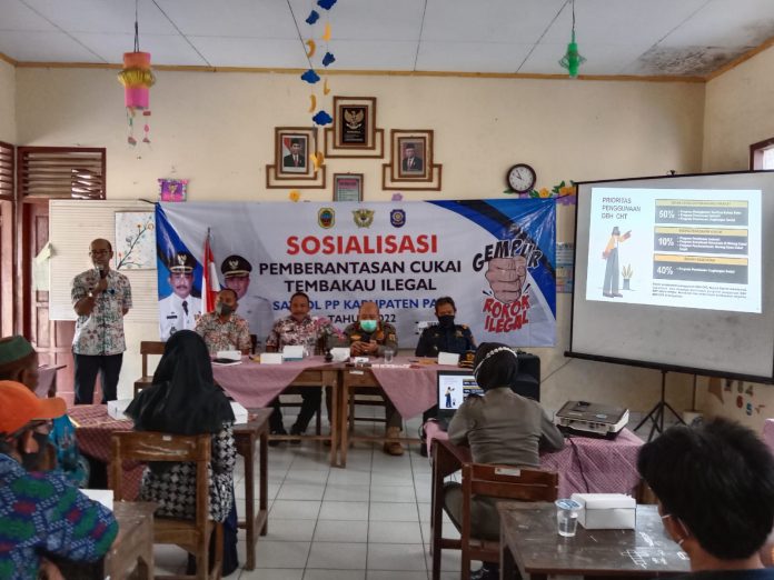 Sosialisasi Pemberantasan Cukai Tembakau Ilegal di Desa Tondomulyo, Kecamatan Jakenan, Kamis (23/6/2022) Sosialisasi Pemberantasan Cukai Tembakau Ilegal di Desa Tondomulyo, Kecamatan Jakenan, Kamis (23/6/2022)