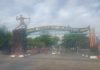 Stadion Gelora Bumi Kartini yang sore tadi selesai dibenahi dan telah dipasang bendera merah putih