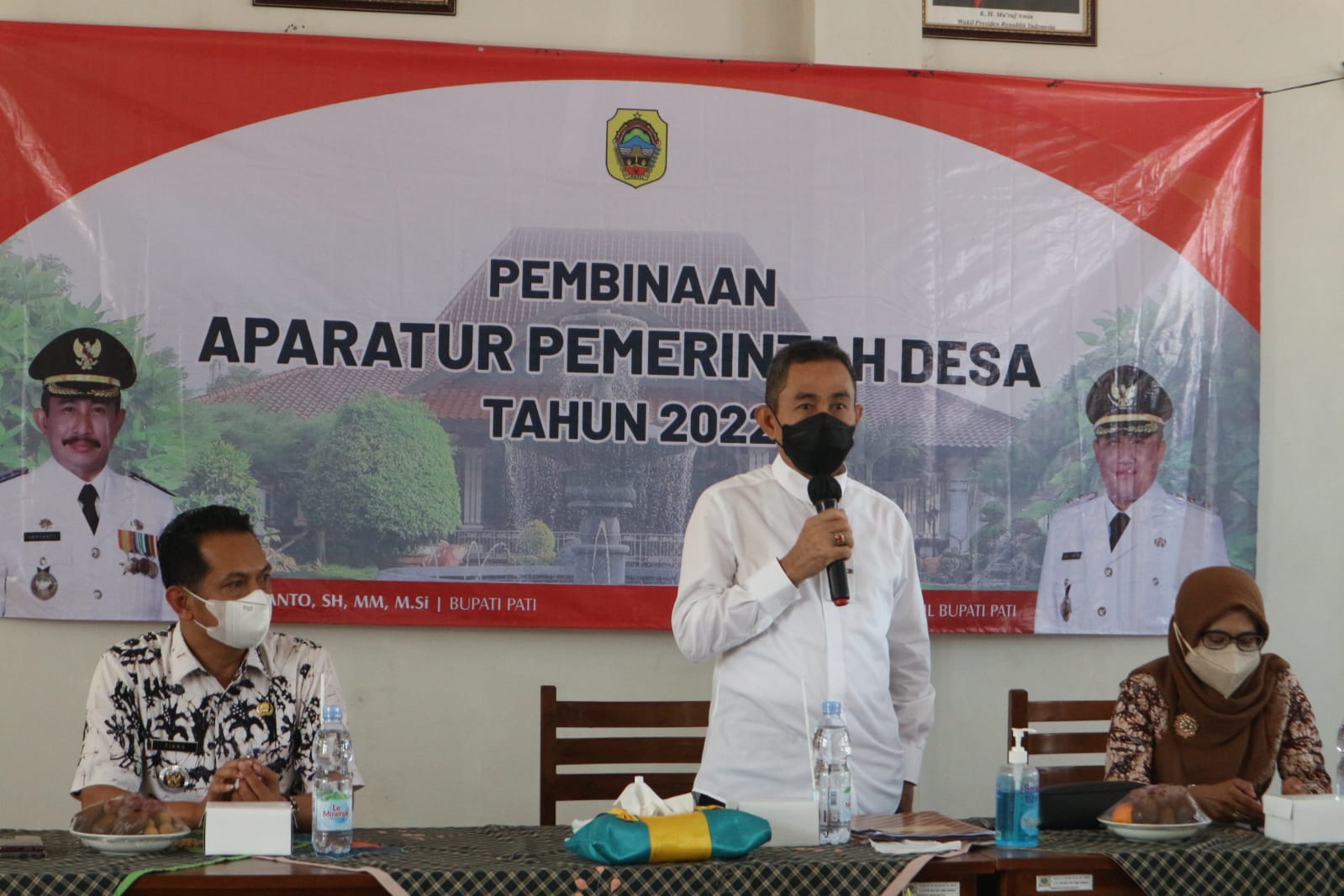 Bupati Pati, Haryanto saat sambutan dalam acara Pembinaan Aparatur Desa di Kecamatan Winong, Kamis (4/8/2022)