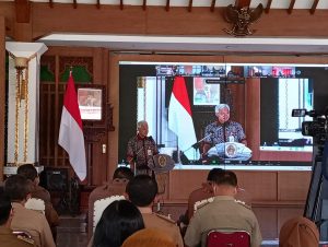 Gubernur Jawa Tengah, Ganjar Pranowo saat sambutan Di pendopo Kabupaten Pati, Selasa (6/9/2022)