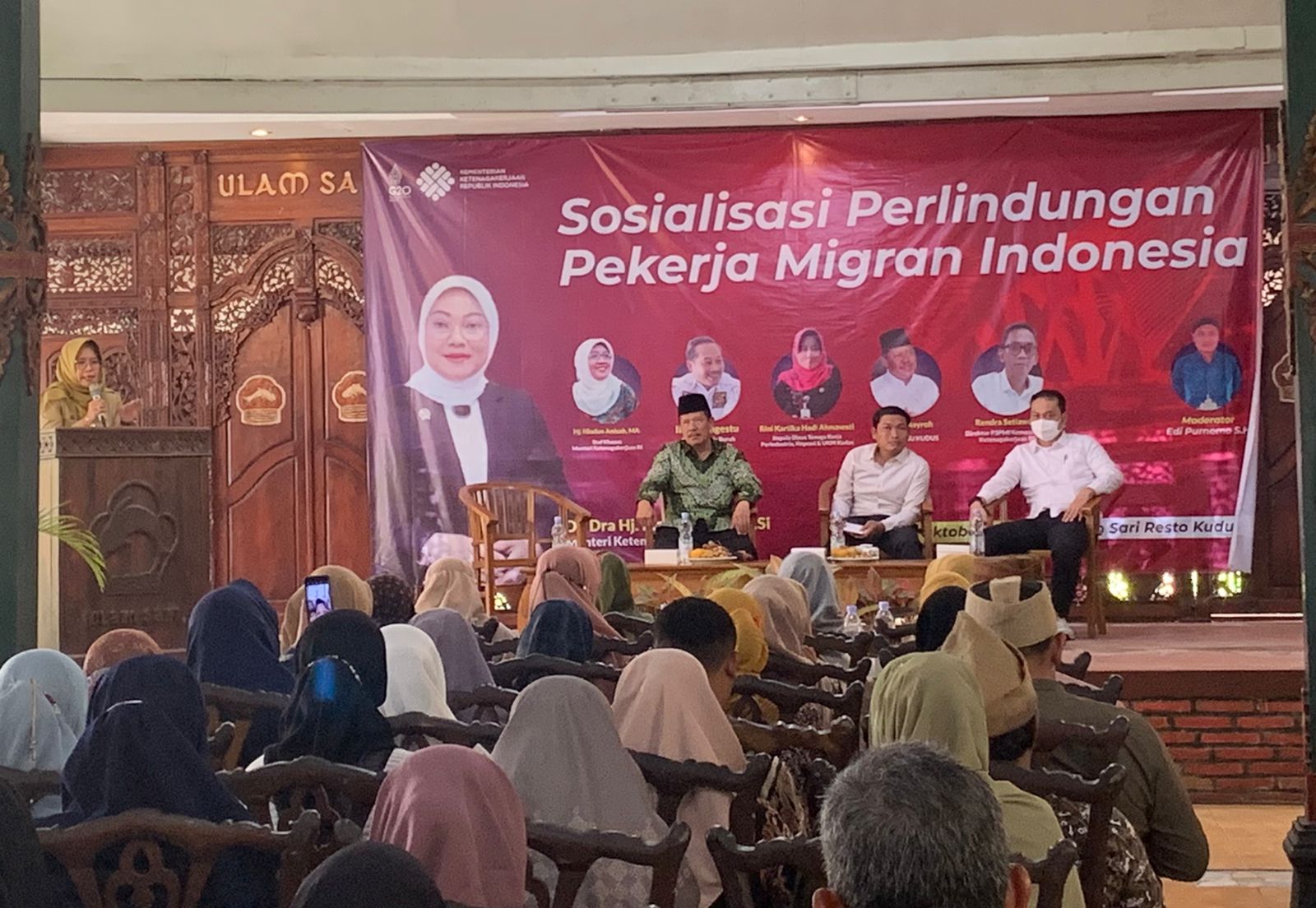 Sosialisasi Perlindungan Pekerja Migran Indonesia yang digelar di Resto Ulam Sari Kudus