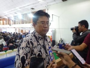 Rektor Universitas Muria Kudus Darsono usai ditemui kegiatan job fair