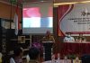 Pj Bupati Pati Henggar saat mengisi acara koordinasi dan sosialisasi penggunaan Sistem Informasi Anggota KPU dan Badan Adhoc (SIAKBA