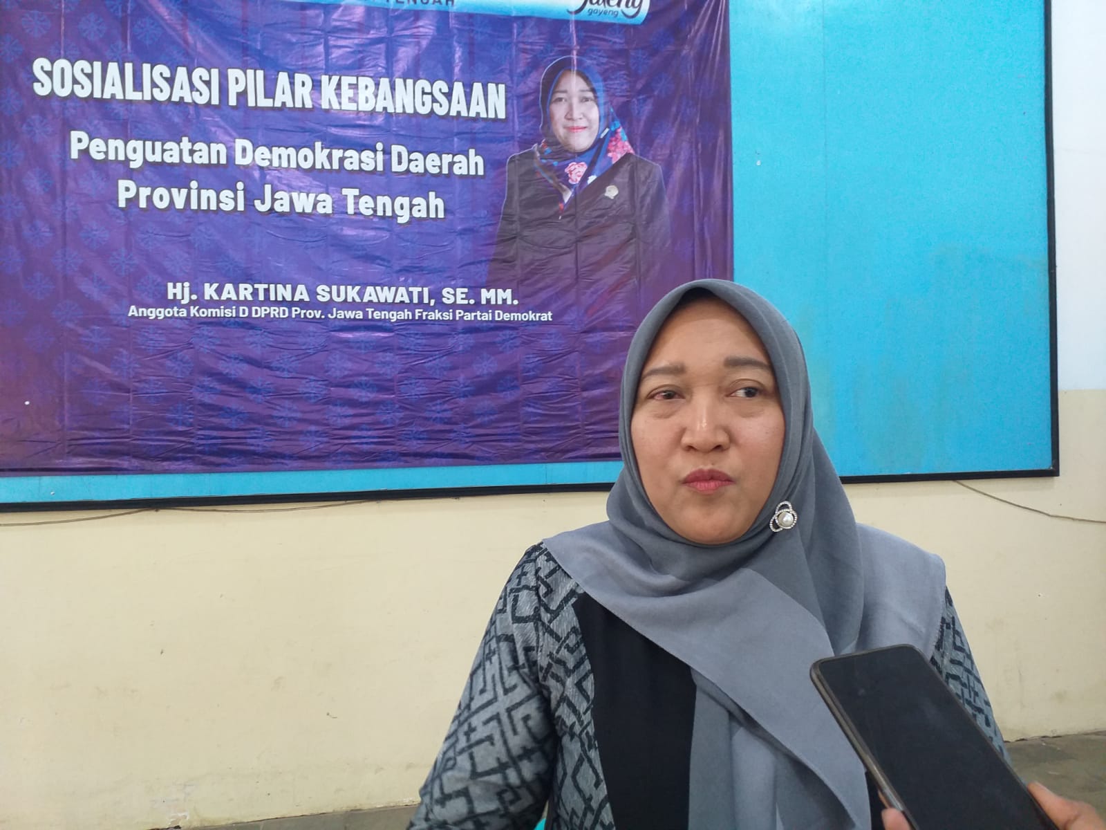 Anggota Komisi D DPRD Jawa Tengah, Kartina Sukawati saat kegiatan Sosialisasi Pilar Kebangsaan di Kabupaten Pati, Sabtu (10/12/2022)