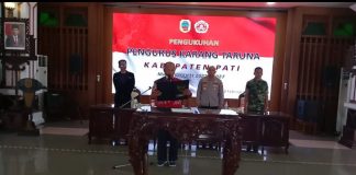 Pengukuhan pengurus karang taruna Kabupaten Pati masa bhakti 2022 - 2027 di pendopo, Jumat (3/2/2023)