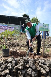 Kepala Dinas Lingkungan Hidup (DLH) Pati, Tulus Budiharjo saat menanam bibit