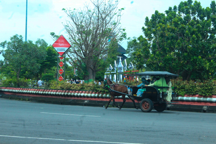 Foto: Salah satu delman yang melewati area Simpang Enam Kabupaten Demak (Istimewa)