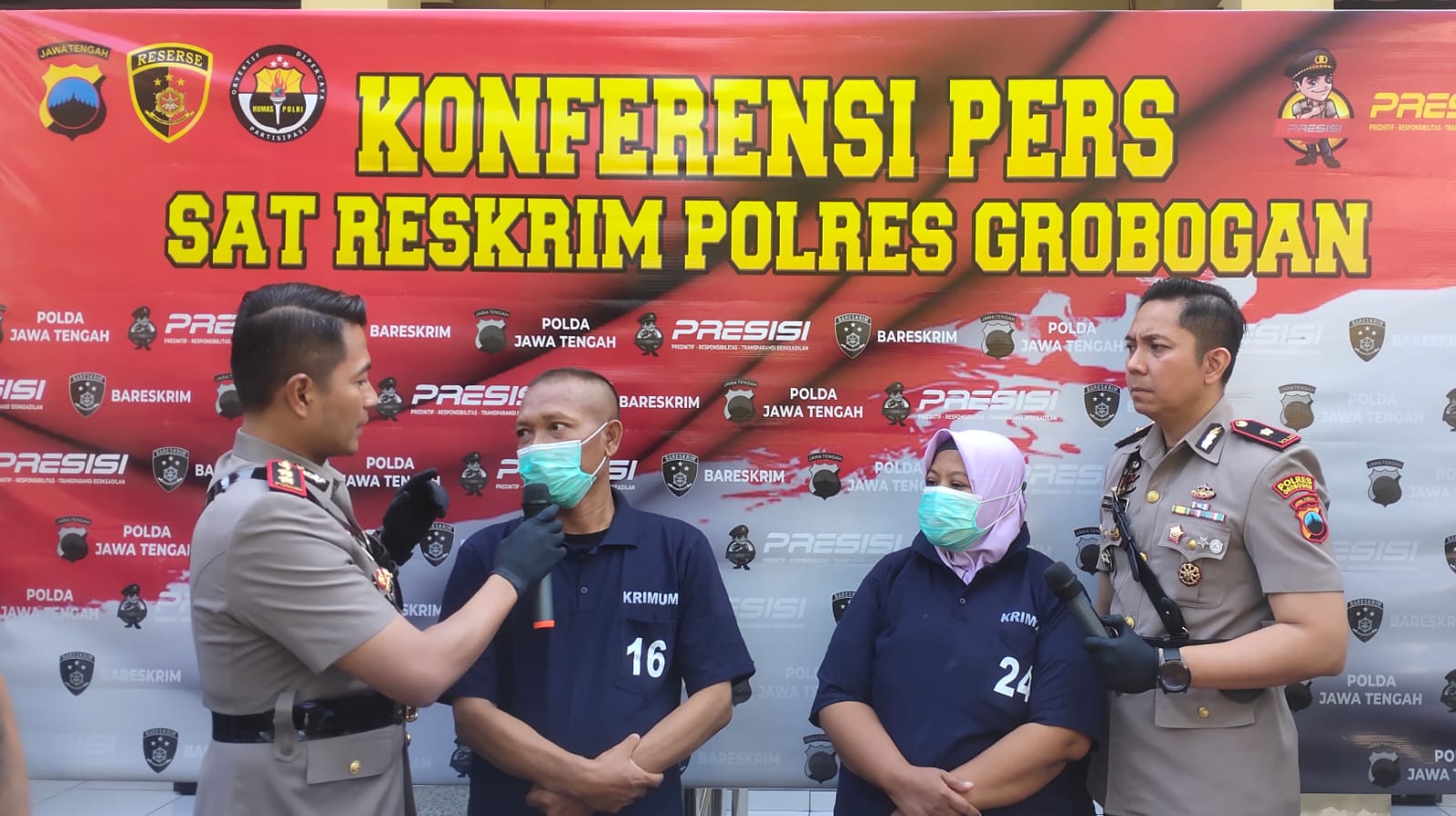 Kapolres Grobogan AKBP Dedy Anung Kurniawan saat mengintograsi para pelaku pemilik usaha PT Balanta Budi Prima