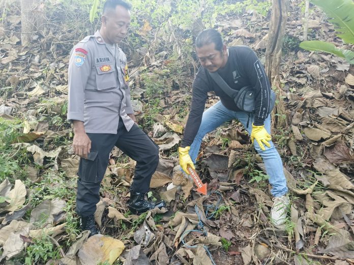 Petugas melakukan evakuasi atas penemuan seorang laki-laki tewas gantung diri di tegalan di pohon jati Desa Tajungsari, Tlogowungu (Istimewa)