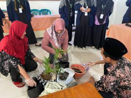 Simulasi menanam tanaman Toga oleh tim KKN Hypatia IPMAFA di Desa Kadilangu