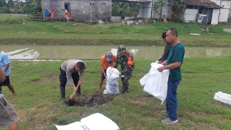 Cegah Banjir, Warga Godong Tinggikan Tanggul dengan Zak di Isi Tanah