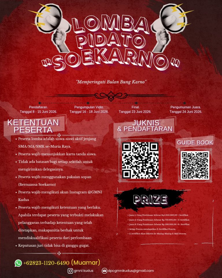 ​Menghidupkan Kembali Semangat Sang Proklamator, DPC GMNI Kudus Gelar Lomba Pidato dan Esai “Soekarno”