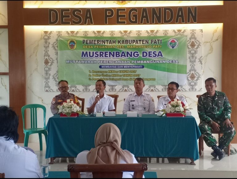 Musrenbangdes Desa Pegandan Bahas RKPDes 2027, Camat Margorejo Tekankan Pentingnya Musyawarah